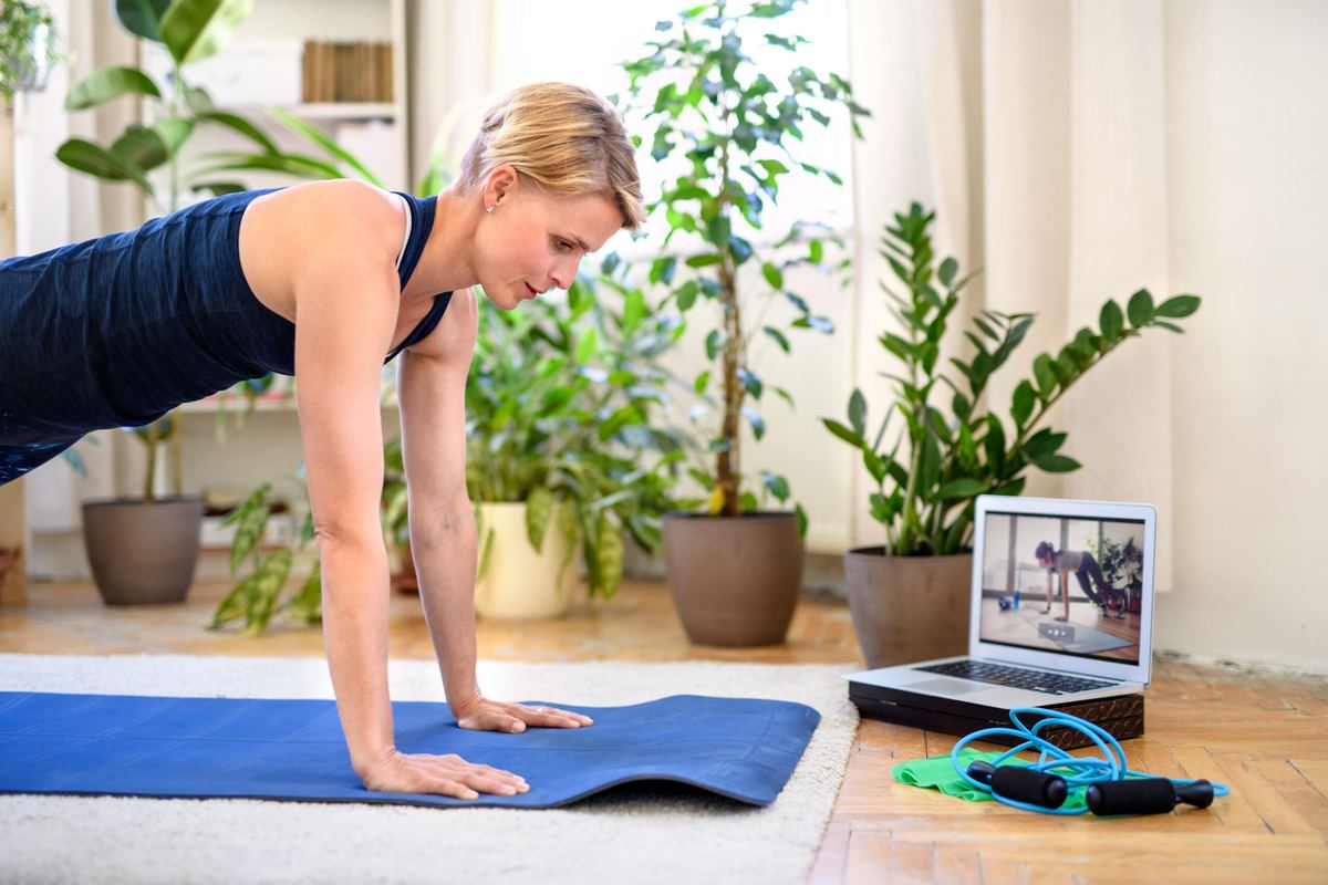 Woman doing a fitness workout at home